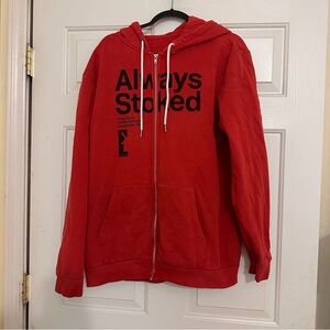 Dutch Bros Red "Always Stoked" Zip Hoodie